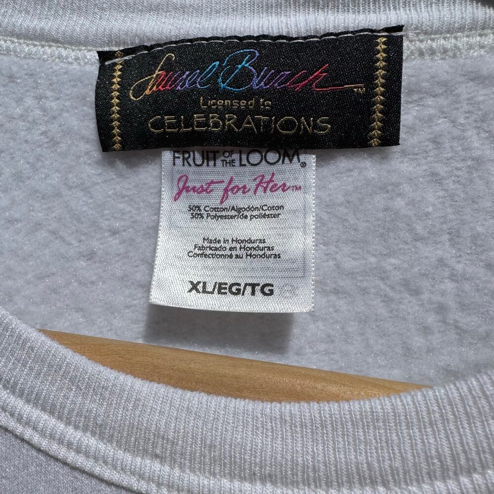 Laurel Burch Fantastic Felines Sweatshirt Sz XL Bright White Cats Artsy - Picture 4 of 9